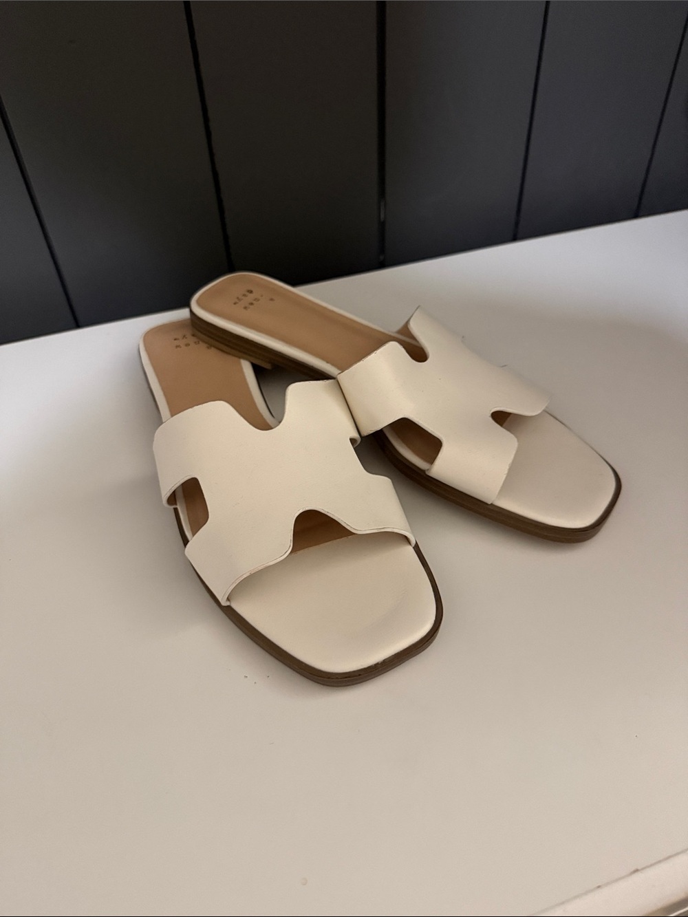 a new day Cream Cutout Slide Sandals